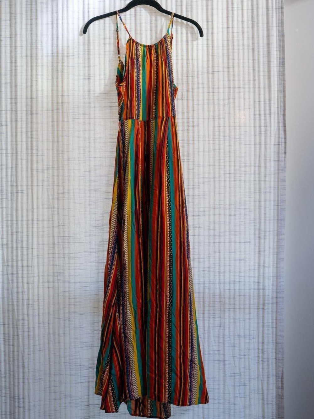 Reggae Retro Vertical Stripe Maxi Dress